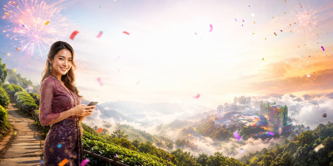 Pemain di Genting Highlands bermain slot 3310 melalui telefon pintar